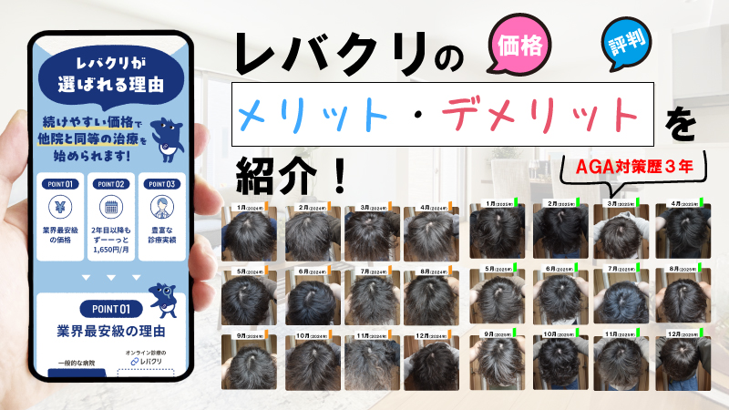 【レバクリのAGA治療で大丈夫？】プランやオンライン診療の流れ、メリットとデメリットを徹底解説!!