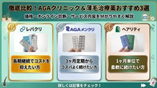 【オンラインAGA】レバクリ・メンクリ・ヘアリティ、薄毛治療でおすすめのクリニックを徹底比較！ 